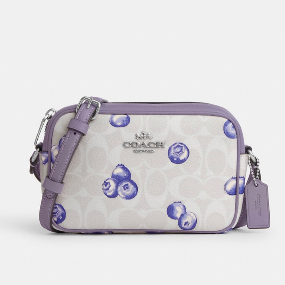 New Coach CR176 Mini Jamie Camera Bag Canvas With Blueberry Print